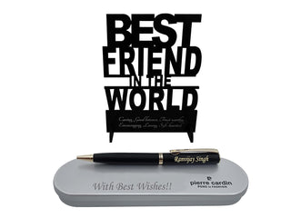 Personalized Engraved Pen with  'Best Friend in the World' Acrylic Stand.