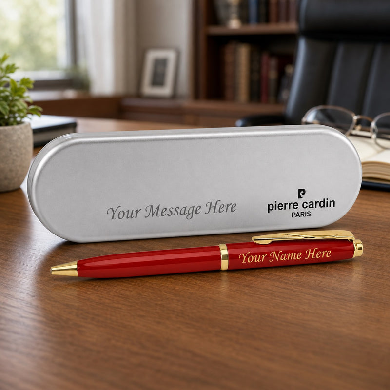 Customized Pen with Name Engraved & Message Engraved on Box | Personalized Blue Ball Pen Gift for Men & Women