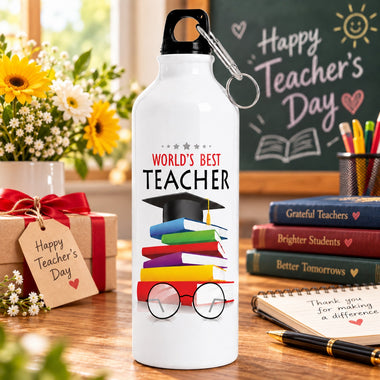 Teacher’s Day Gift | Leakproof Sipper Bottle with Carabiner | World’s Best Teacher Flask