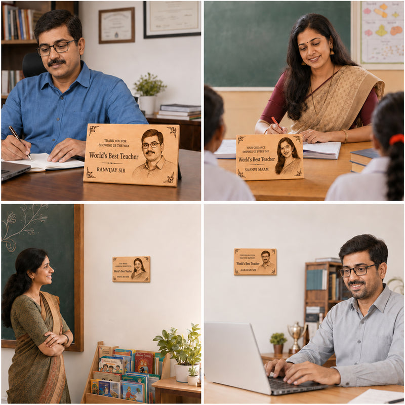 Personalized Teacher’s Day Gift | 6 x 8 Inch Wooden Photo Plaque | Teacher Appreciation Gift