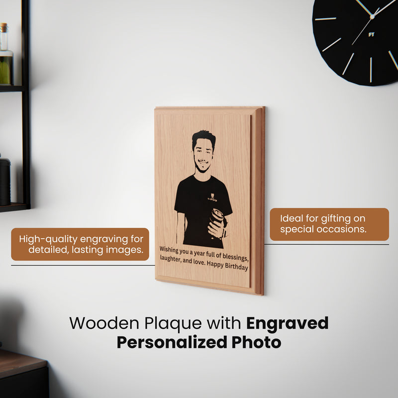 Personalized Wooden Engraved Frame – Custom Photo & Message (6x8 Inches)