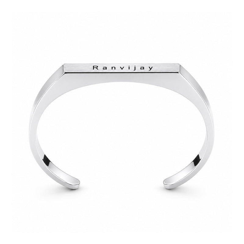 Customized Stainless Steel Kada Bracelet - Engraved Name Armlet for Men & Women.