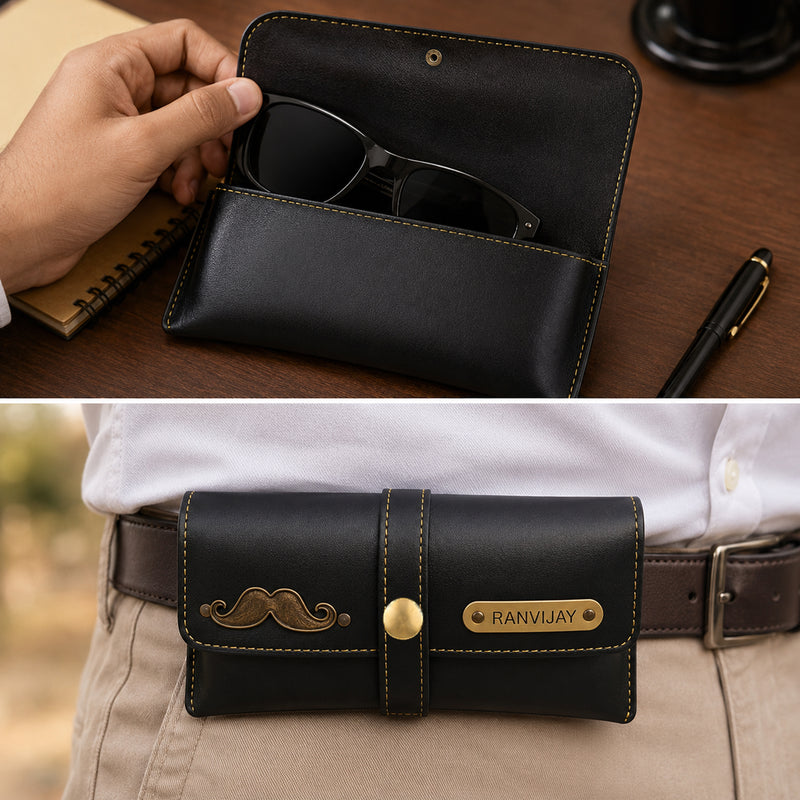 Personalized Leather Eyewear Case For Men/Women with Name & Charm.