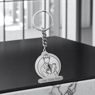 Personalized Stainless Steel Keychain with Engraved Name – Custom Gift for Professionals.