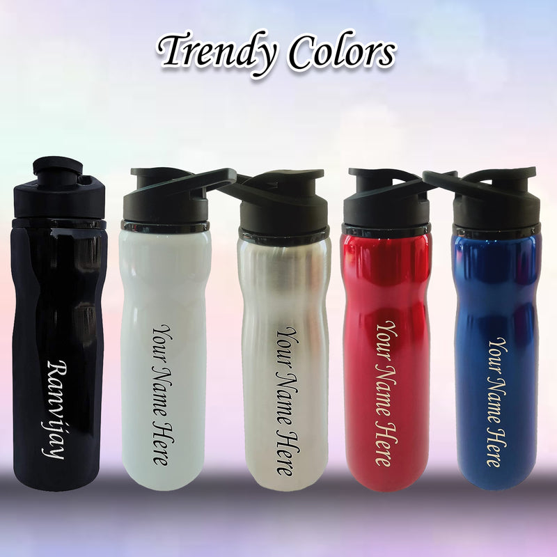 Personalized Glossy Sipper Water Bottle with Name Engraved.