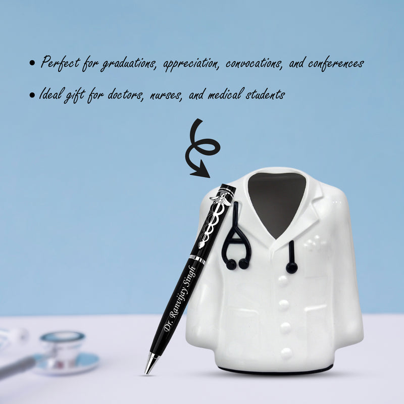 Customized Doctor Set  –  Engraved Pen & Doctor Coat Pen Stand