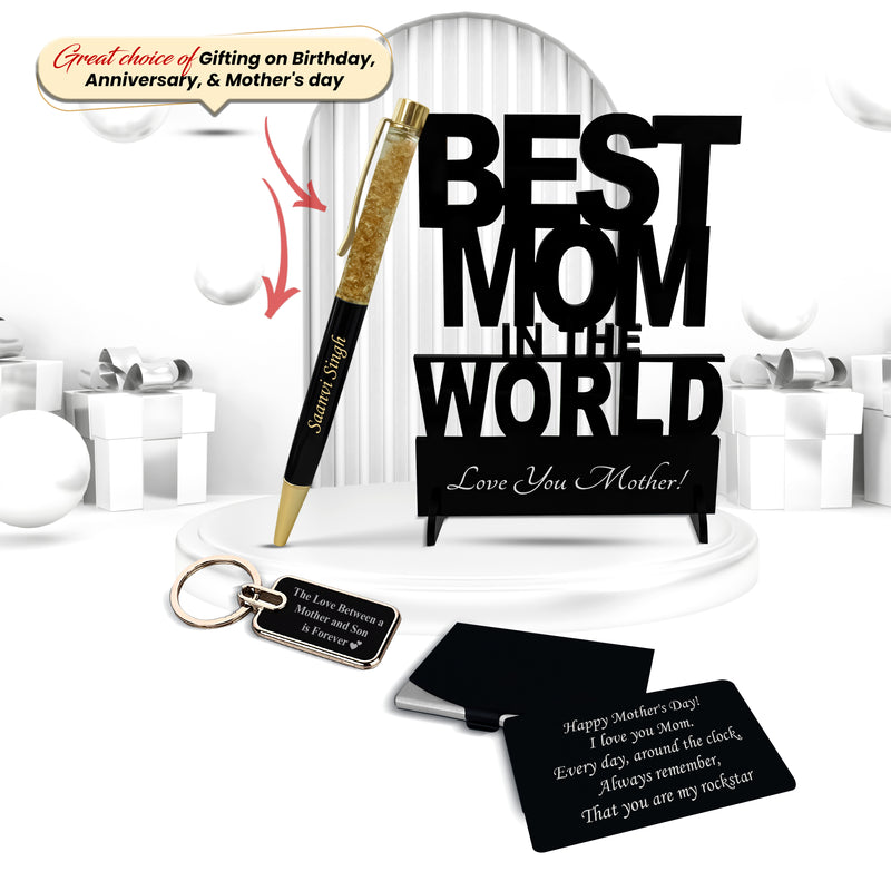 Personalized Engraved Gift Set – Pen, Keychain, Acrylic Stand & Wallet Insert