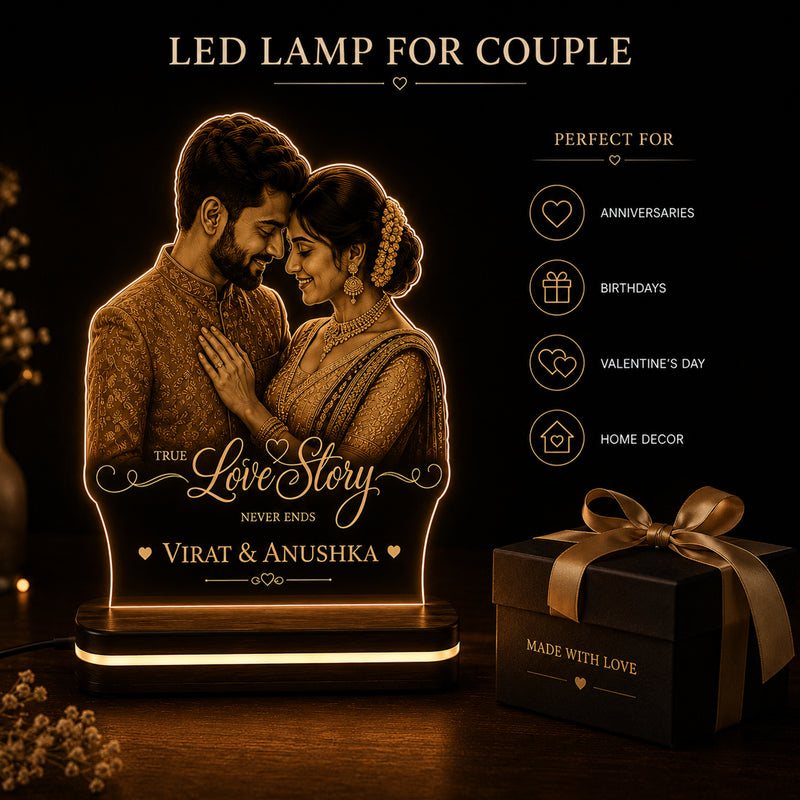 Acrylic LED Photo Lamp 6x8 Inch – Customized Engraved Photo Cutout with Name
