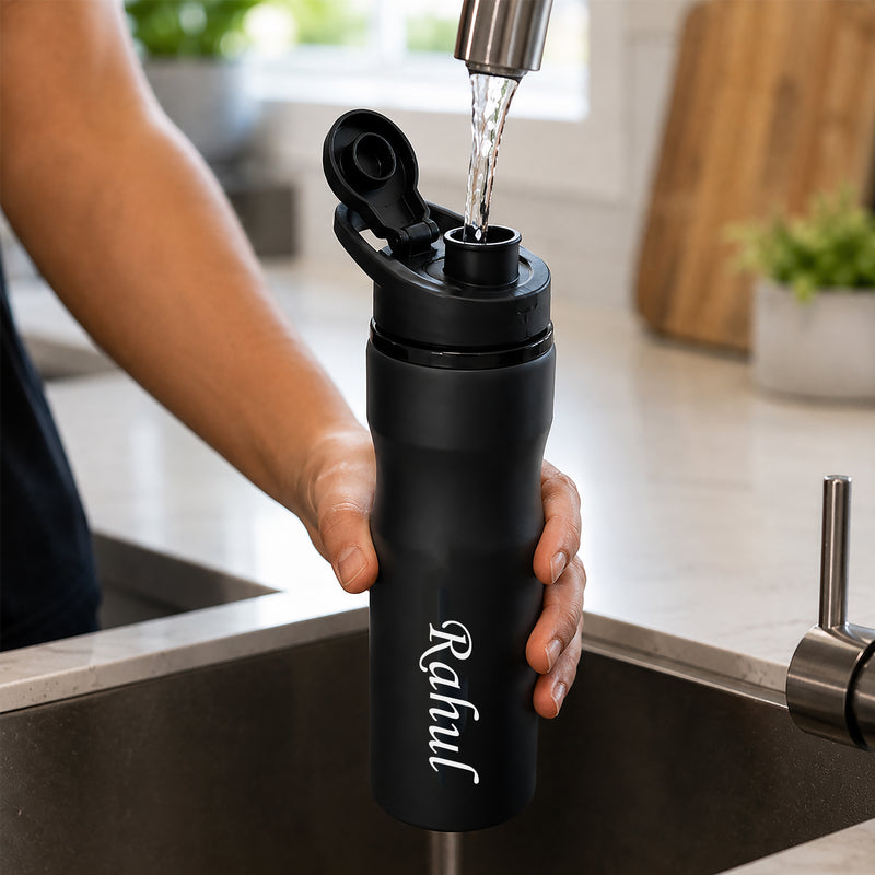 Personalized Sipper Water Bottle With Name Engraved.