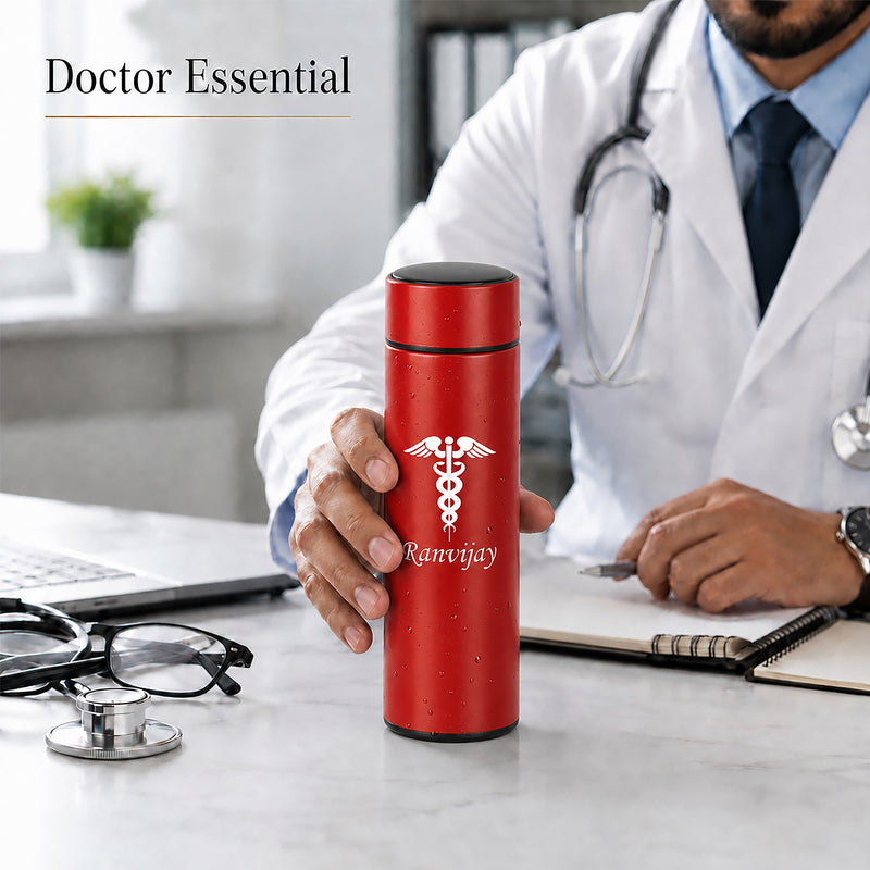 Personalized Custom Doctor's logo & Name Engraved Water Bottle.