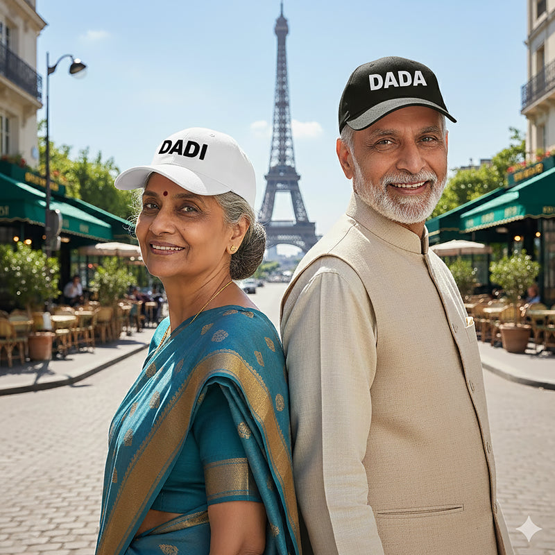 Dada Dadi Cotton Caps (Pack of 2) – Matching Grandparents Hats