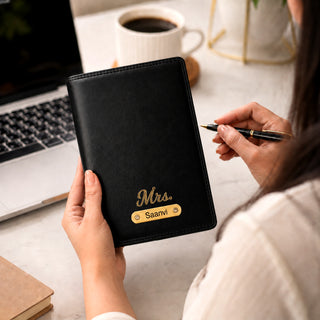Customized Leather A5 Journal Diary with Name & Charm Engraved.