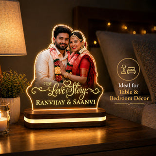 Acrylic LED Photo Lamp 6x8 Inch – Customized Engraved Photo Cutout with Name