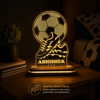 Personalized Football LED Lamp with Name 4x6 Inch – Customized Acrylic Night Light with Football & Shoes Design Frame