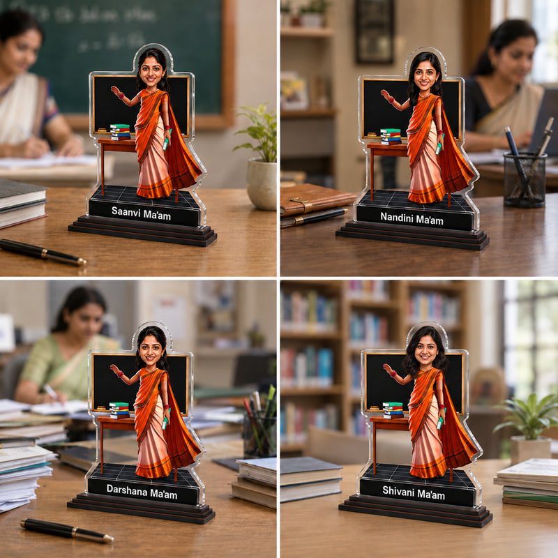 Customized Teacher Caricature with Photo | Personalized Face Changing Caricature Gift for Teacher, Sir, Ma’am, Professor & Mentor | Unique Teachers Day Gift (Copy)