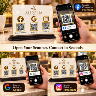 Customized 3-in-1 Acrylic QR Standee 5×7 Inch Horizontal| Instagram, GPay & PhonePe| Business Sign