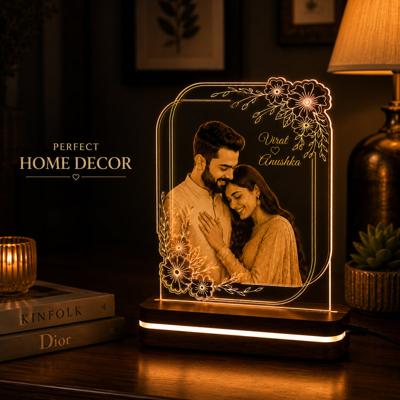 Personalized LED Photo Frame 6x8 Inch – Customized Photo Engraved Acrylic Lamp