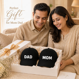 Premium Mom Dad Caps Set of 2 – Cotton Couple Hats for Parents