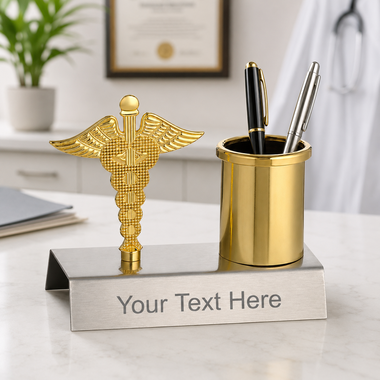 Custom Doctor Symbol Pen Stand with Engraved Name & Designation | Gift for Doctors