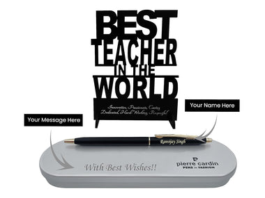 Personalized Pen & Message Box with Teacher's Day Stand.