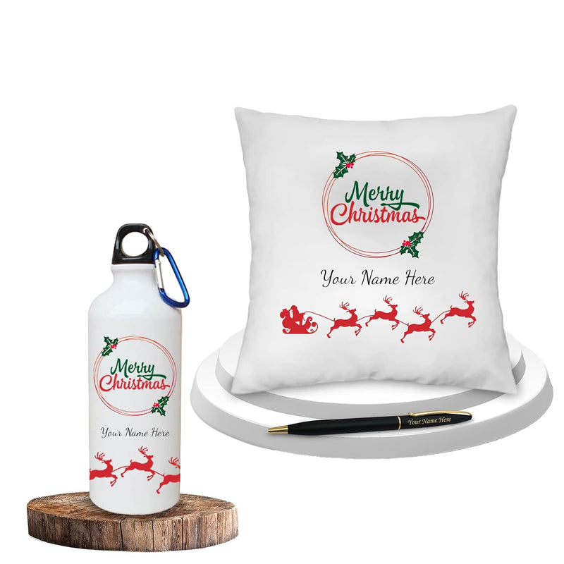 Customized Bottle, Satin Cushion & Pen Engraved