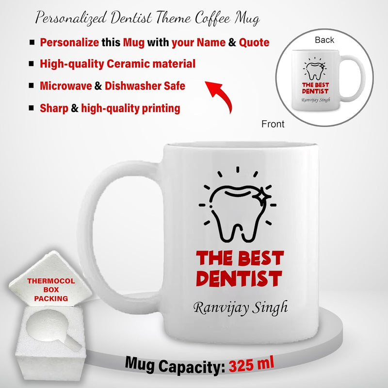 Dentist Combo-Stylish Black Bottle with Dentist Logo & Dental Theme Coffee Mug.