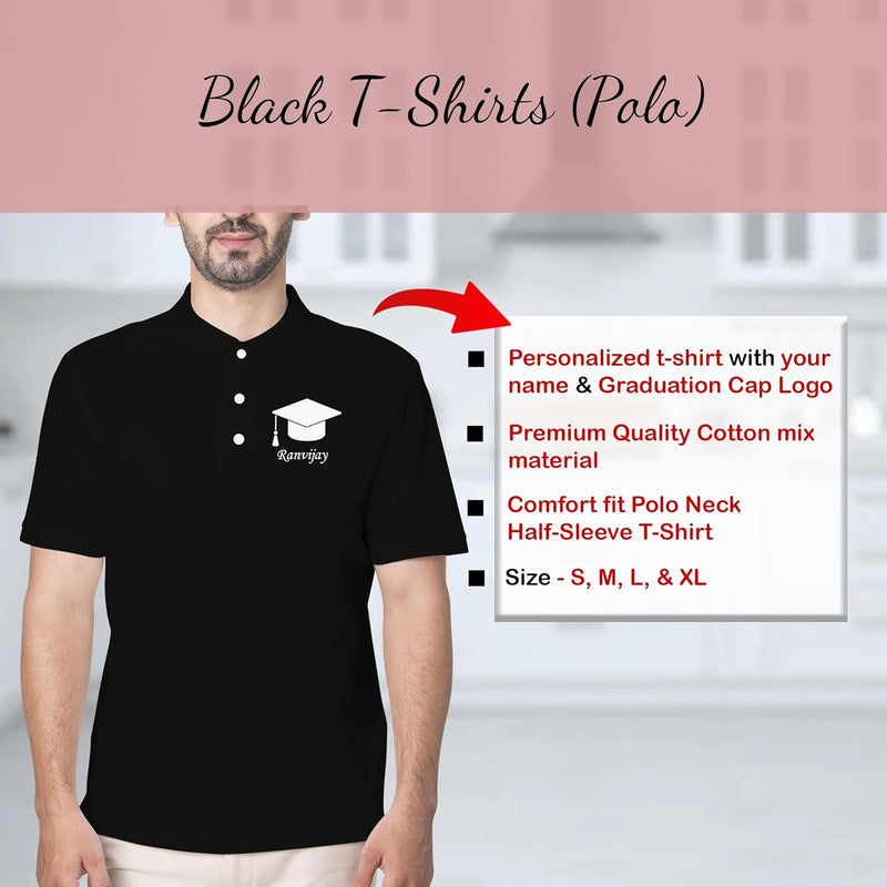 Graduation Combo-Temp Bottle and Black Polyester Polo T-Shirt