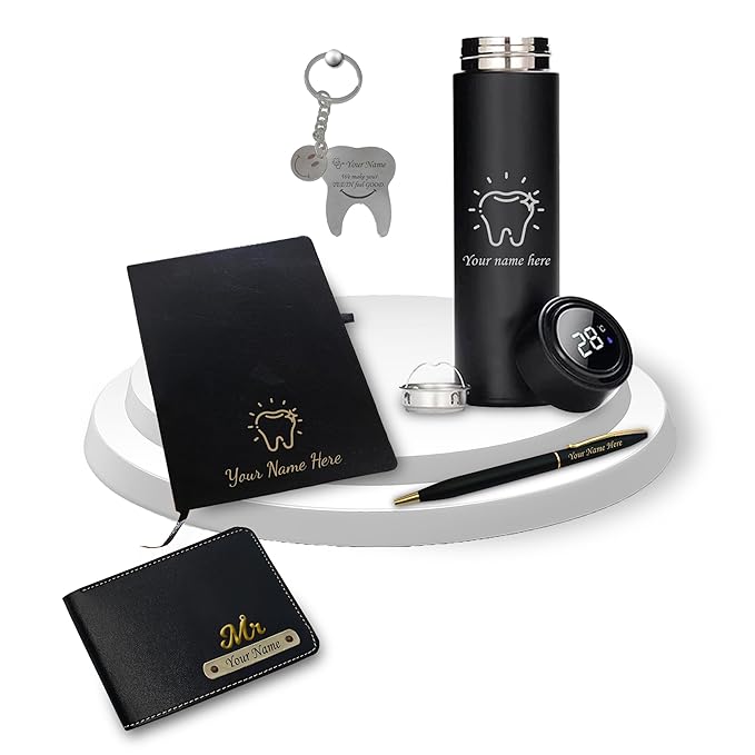 Dentist's Gift Set- Keychain, Sleek Water Bottle, Pen, Wallet & Diary