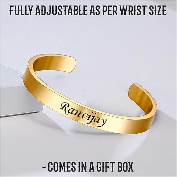 Personalized Men's Adjustable Kada - Custom Engraved Bracelet