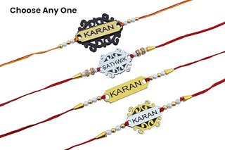 Customized Laser Foil Rakhi with Name Engraved –