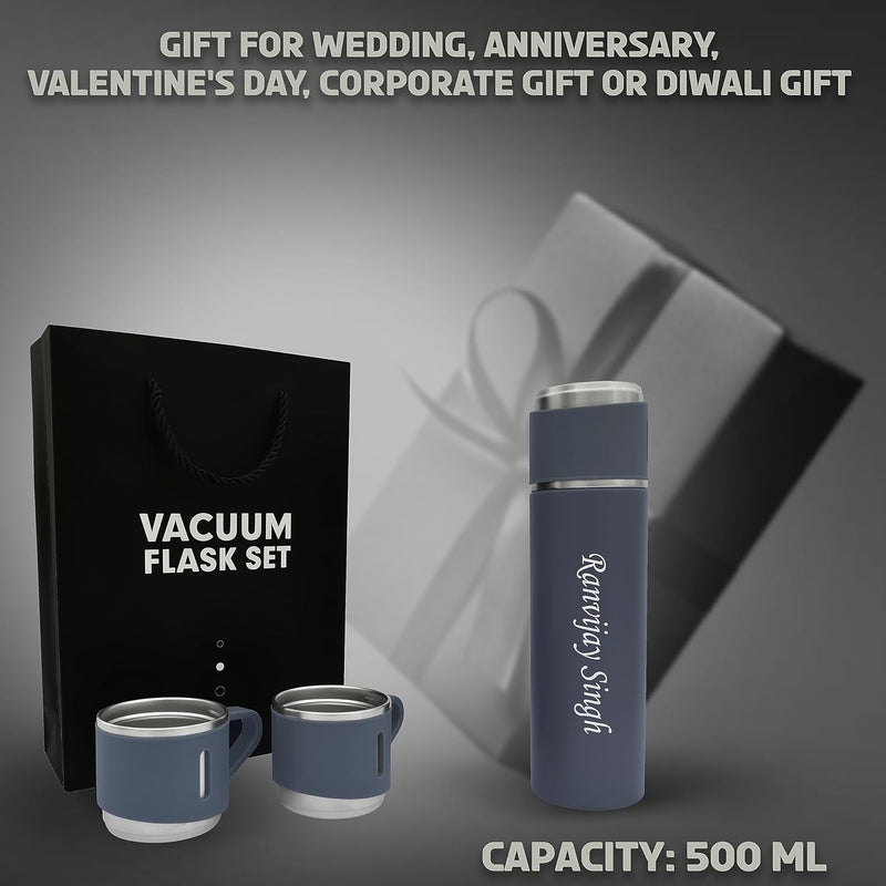 Personalized Stainless Steel Vacuum Flask with 3 Cups