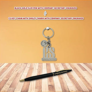 CS Gift Set – Engraved Pen & Smiley Keychain.