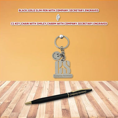 CS Gift Set – Engraved Pen & Smiley Keychain.