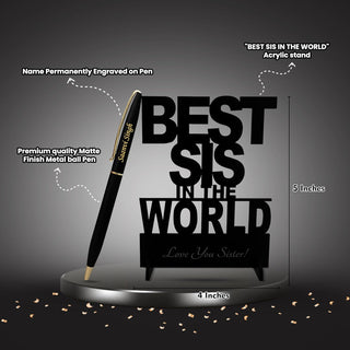Black Matte Slim Pen & 'Best Sis' Acrylic Stand