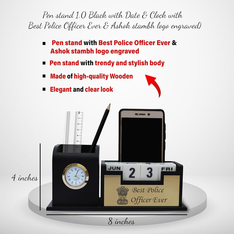 "Police Combo - Engraved Pen & Diary with Ashok Stambh Stand – Premium Appreciation Gifts for Officers"