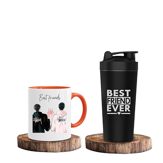 Gift Combo for Male Friends - Ceramic Mug & Gym Shaker Set