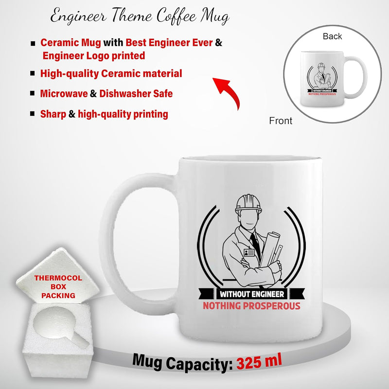 Gifts Engineer Combo Set – Engraved Pen Stand, Custom Pen & Engineer Theme Mug