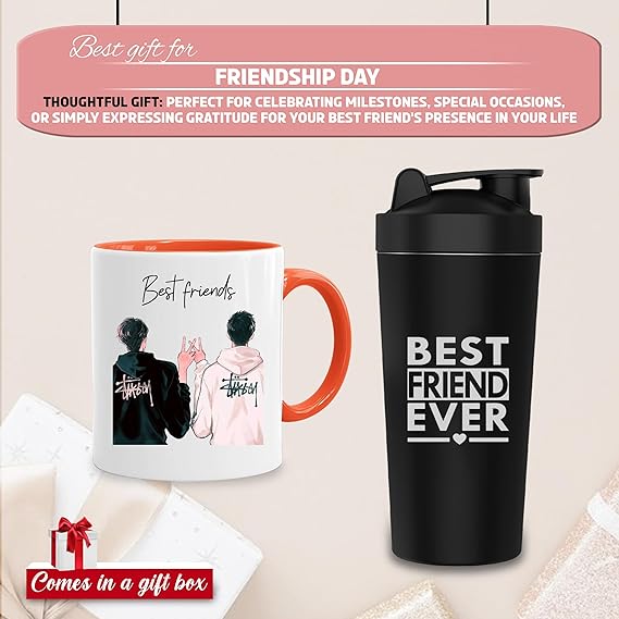 Gift Combo for Male Friends - Ceramic Mug & Gym Shaker Set