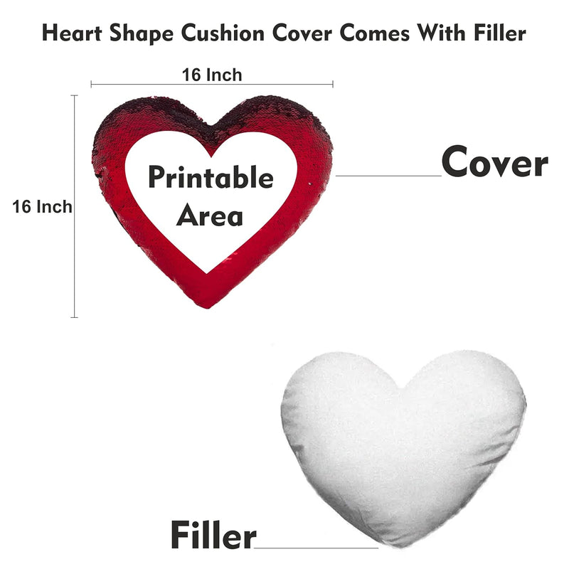 Heart Shape Magical Photo Printed Cushion Cover with Filler