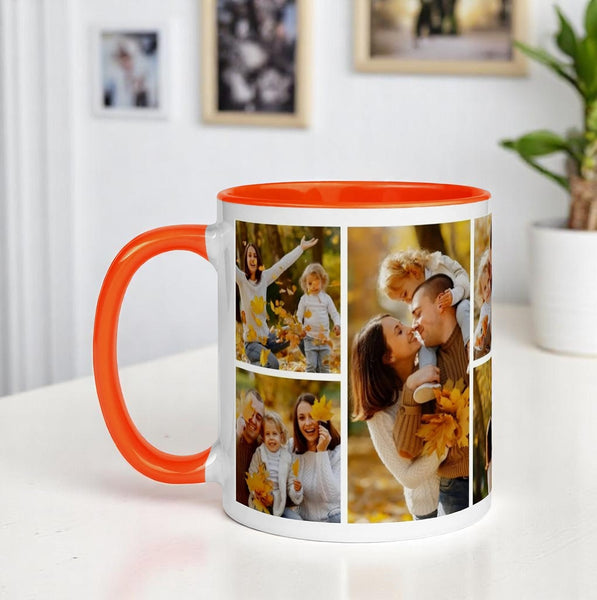 Customized Photo Printed Orange Ceramic Tea/Coffee Mug.