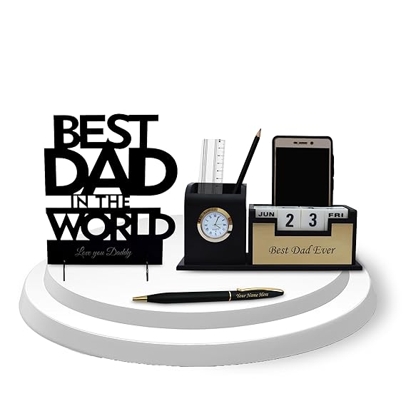 Pen & Pen Stand with Best Dad Acrylic Stand-Best Gift Set for Fathers