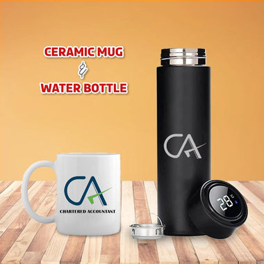 CA Drinkware Gift Set – Black Bottle & Themed Mug