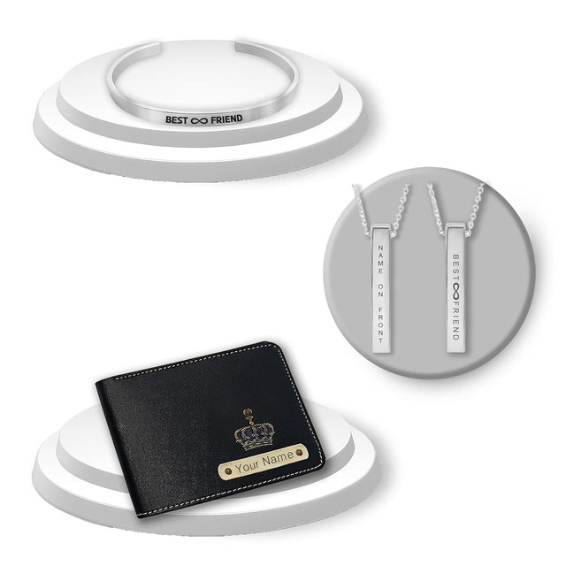 Friendship Day Combo: Silver Kada, Wallet & Pendants.