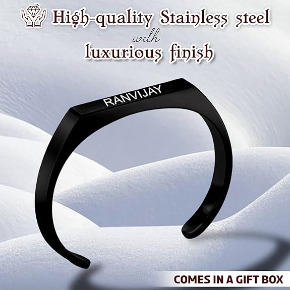 Stainless Steel Kada Bracelet - Engraved Name Armlet for Men & Women.