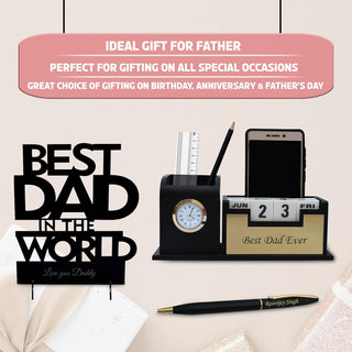 Best Dad Gift Combo - Engraved Pen, Pen Stand & Acrylic Stand