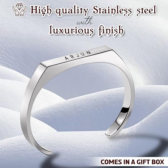 Stainless Steel Kada Bracelet - Engraved Name Armlet for Men & Women.