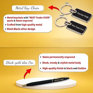 Trader Gift Set for Men –Pen, Metal Keychain, & Wallet