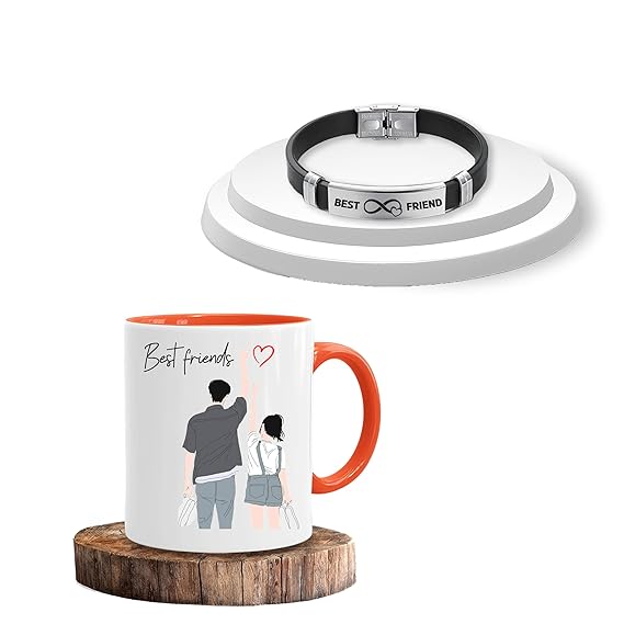 Unisex Strap Bracelet & Custom Ceramic Mug Set for Friends.