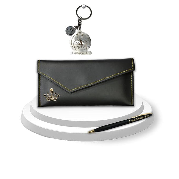 Gifts Engineer Combo (Female) – Engraved Pen, Keychain & Queen Charm