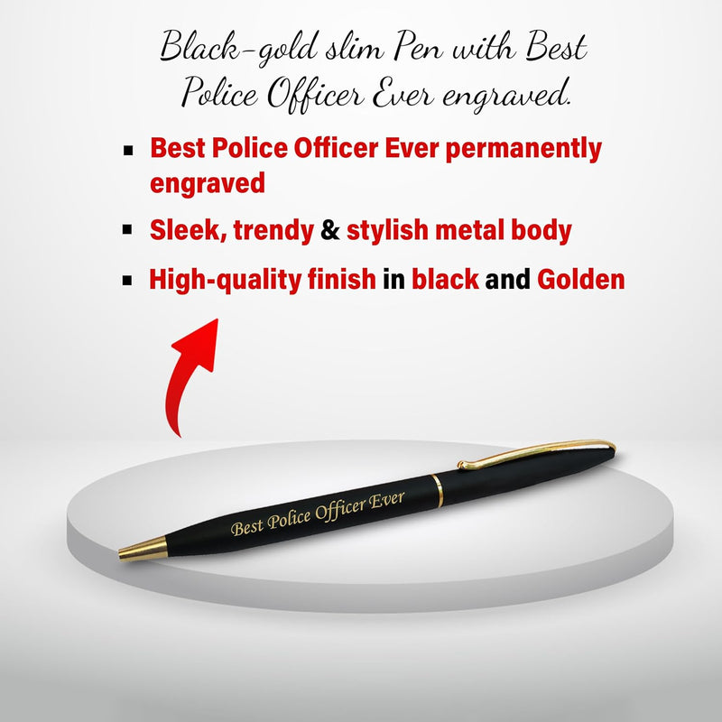 'Police Officer Set – Engraved Pen & Stand with Ashok Stambh Logo"